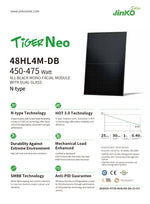 Соларен панел JINKO Solar Tiger Neo N-type 460Wp (1762x1134x30mm) FB - 01