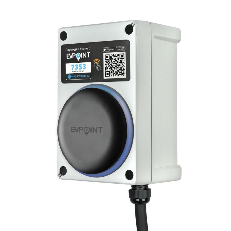 Зарядна станция EVPoint EV7 5 м кабел Тип 2 | 7.4 kW AC | бял цвят