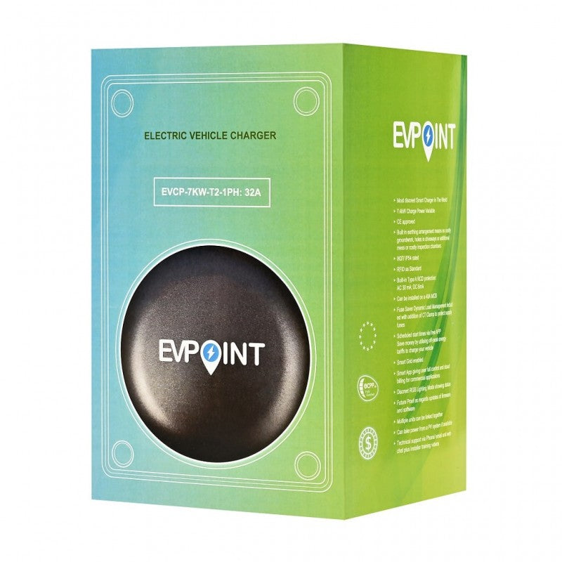 Зарядна станция EVPoint EV7 5м кабел Тип2 | 7.4 kW AC | черен цвят
