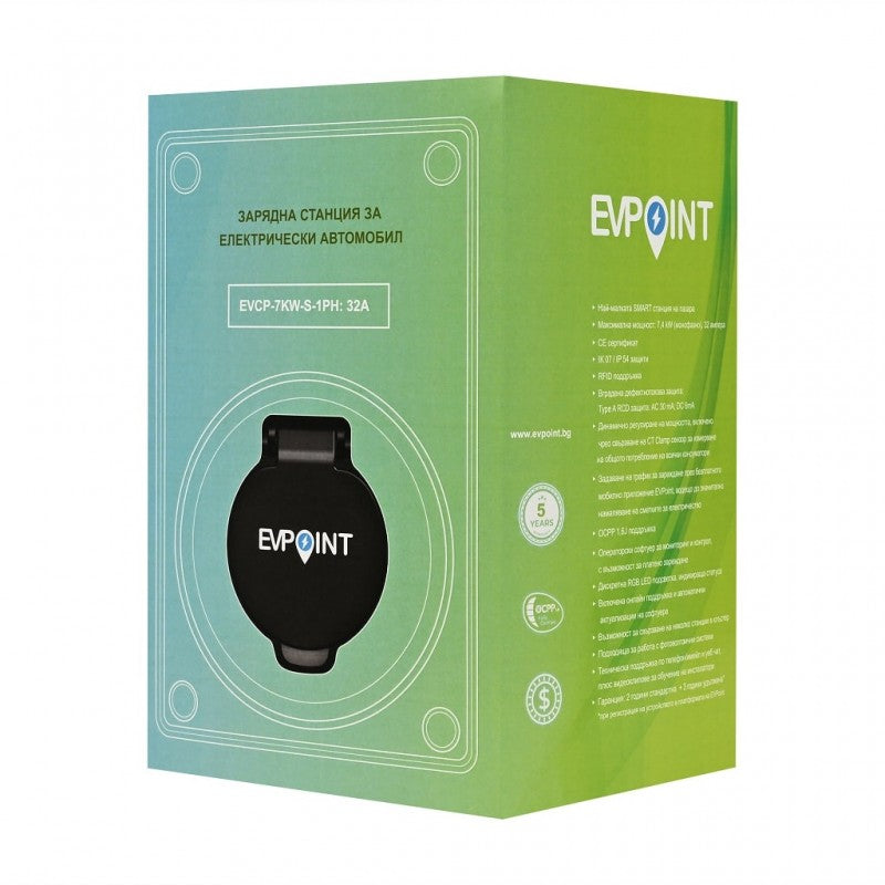 Зарядна станция EVPoint EV7 контакт Тип 2 | 7.4 kW AC